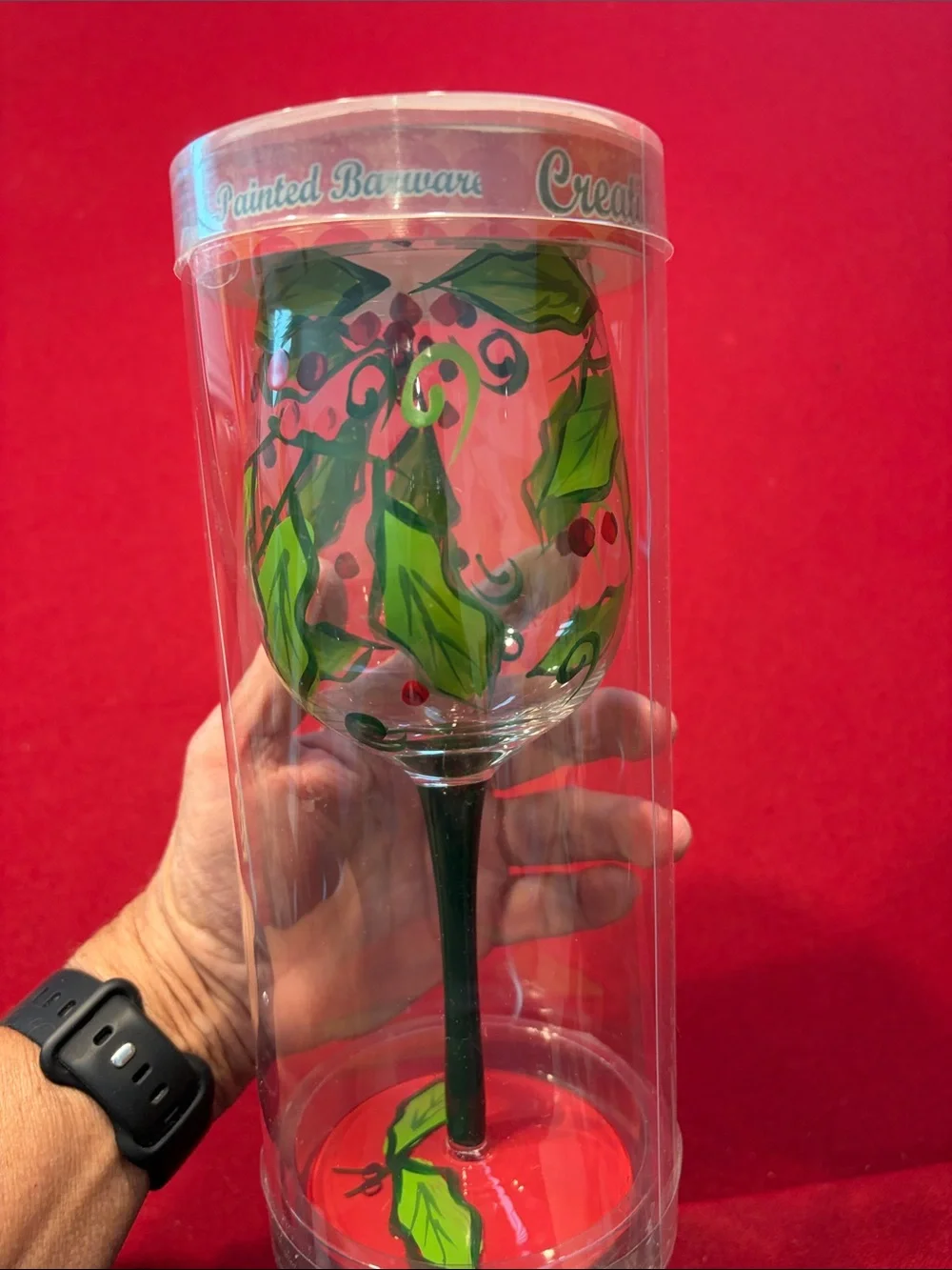 Hand Painted Wine Glasses - Red